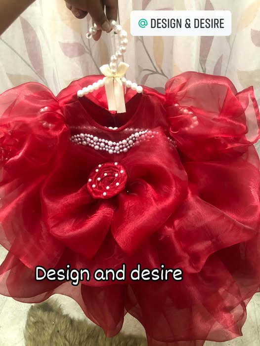 Elegant Red Princess Dress for Baby Girls