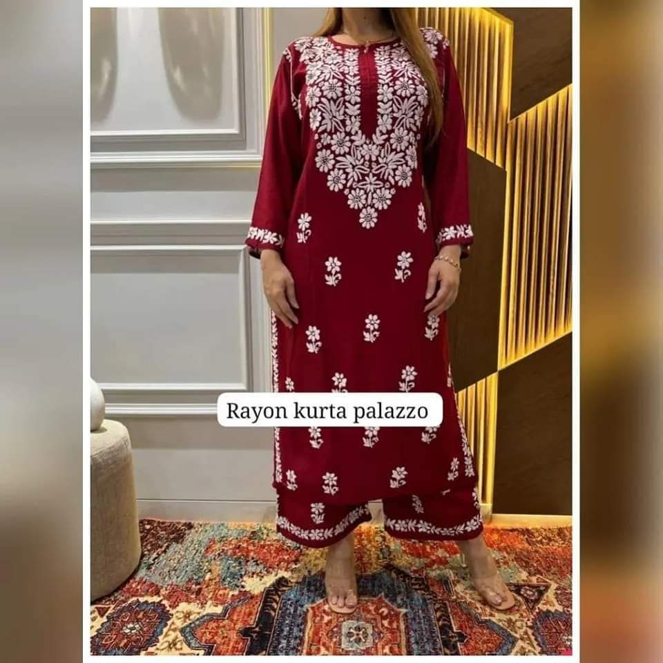Maroon Lakhnow Style Two piece set - Image 1