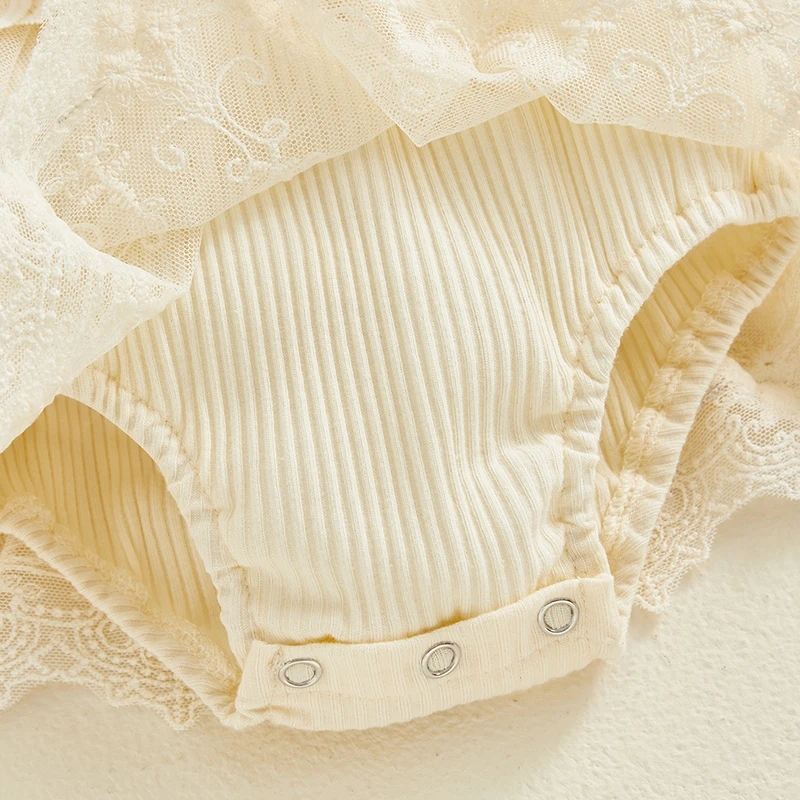Baby Girl Flower Lace Tulle & 3D Floral Design Romper Dress with Headband (0 to 18 Months)_img_10