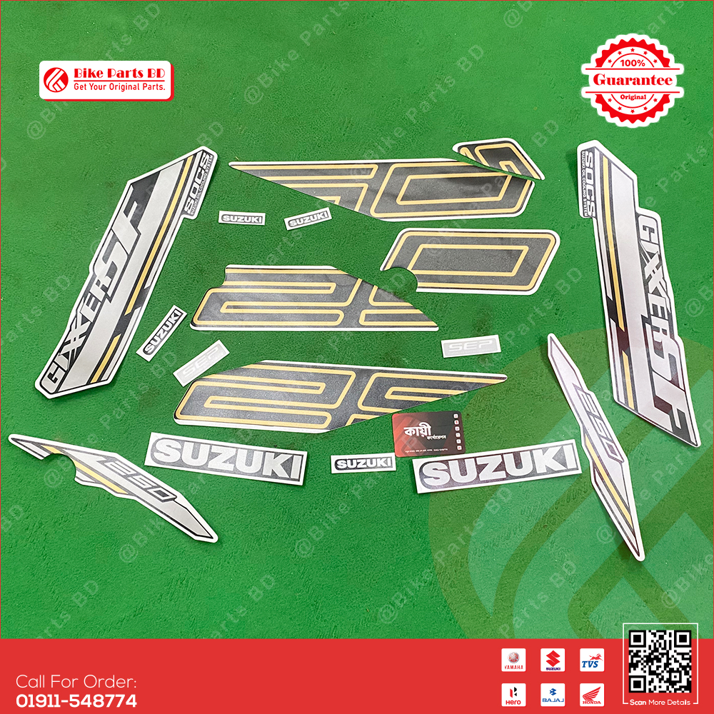 Full Set Sticker for Suzuki Gixxer SF 250 (Matt Black) bike.