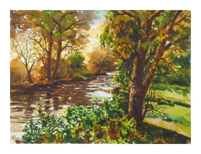 Watercolour Riverside Tranquil Riverside | ArtShop