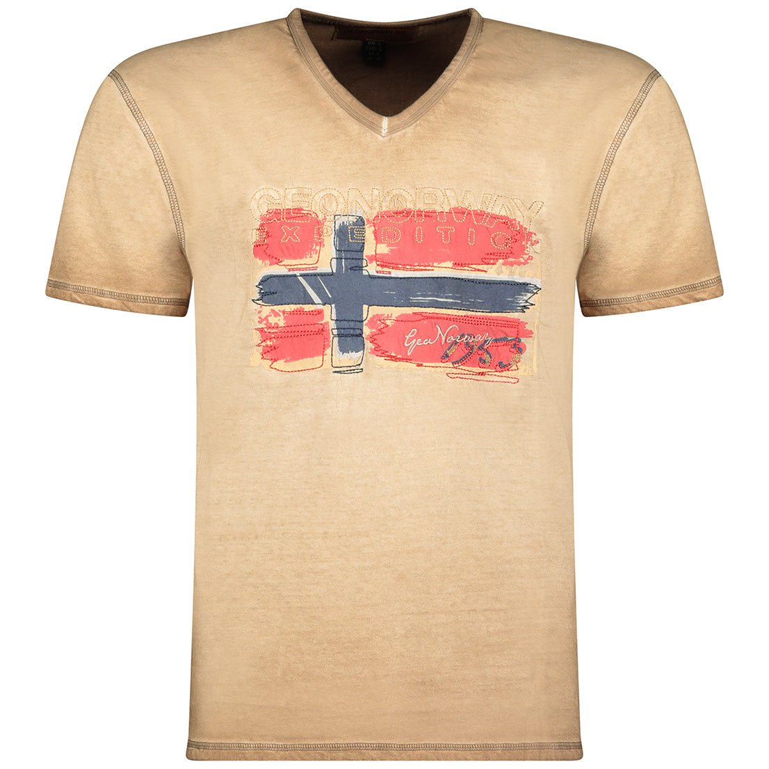 V-neck T-shirt Beige Beige_img_1
