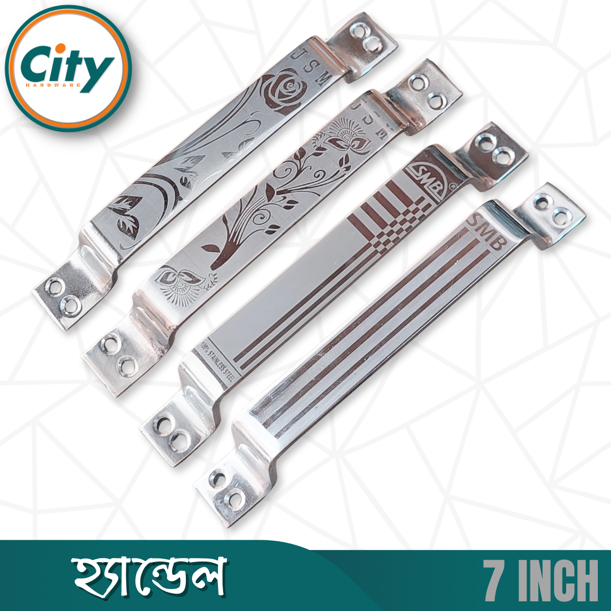 ৬ ইঞ্চি ডোর হ্যান্ডেল স্টেইনলেস স্টিল শিট হ্যান্ডেল লেজার প্রিন্ট করা দরজার হাতল_img_1