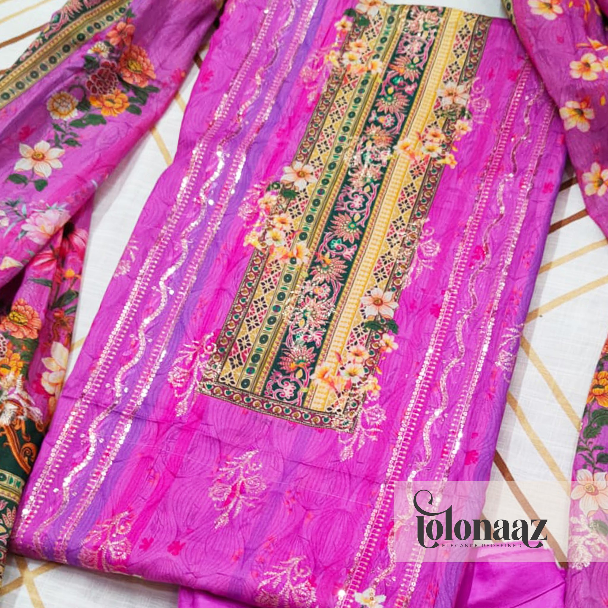 Mashaal Cotton 3 Piece (Purple)