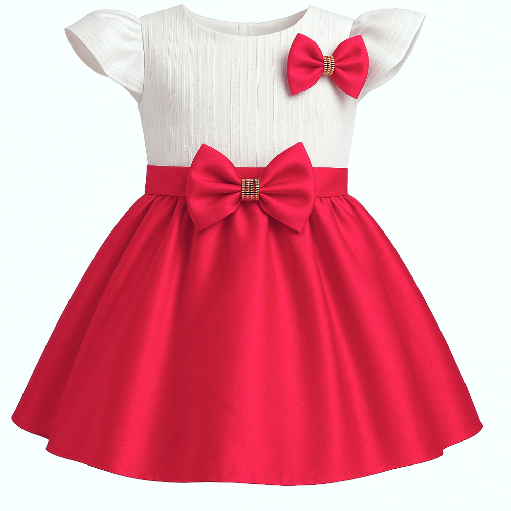 Kids Girls Fashionable Rainstone Bow Party Dress