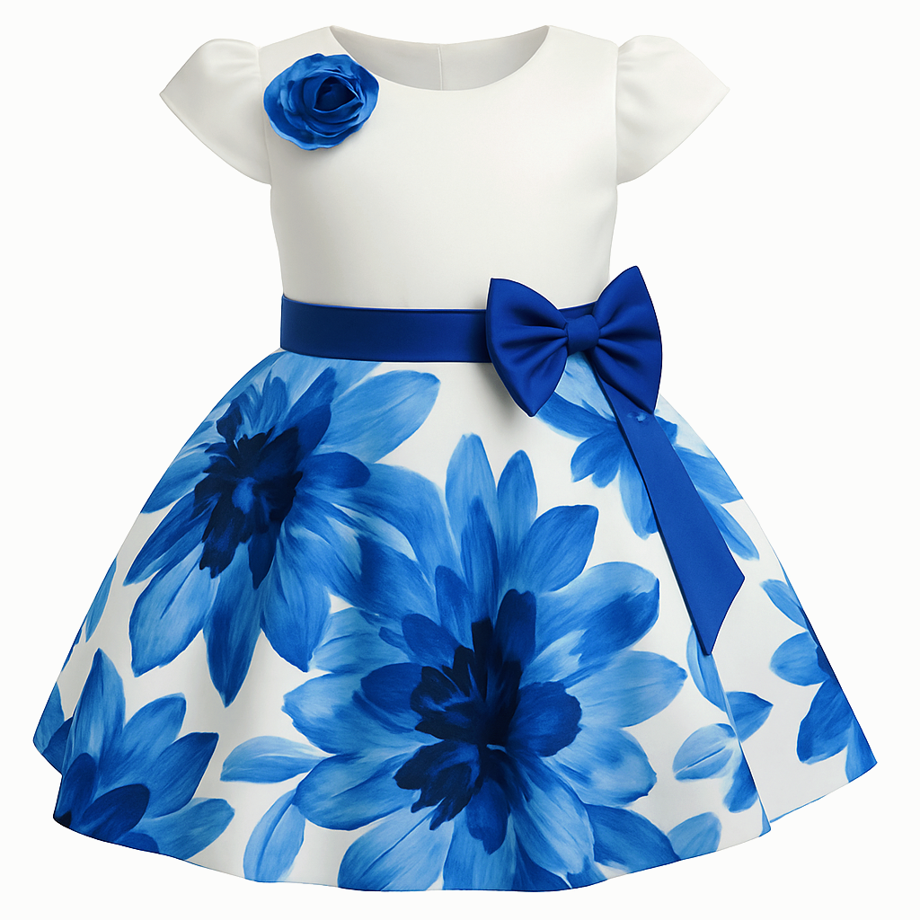 Kids Girls Fashionable Rainstone Bow Party Dress_img_5