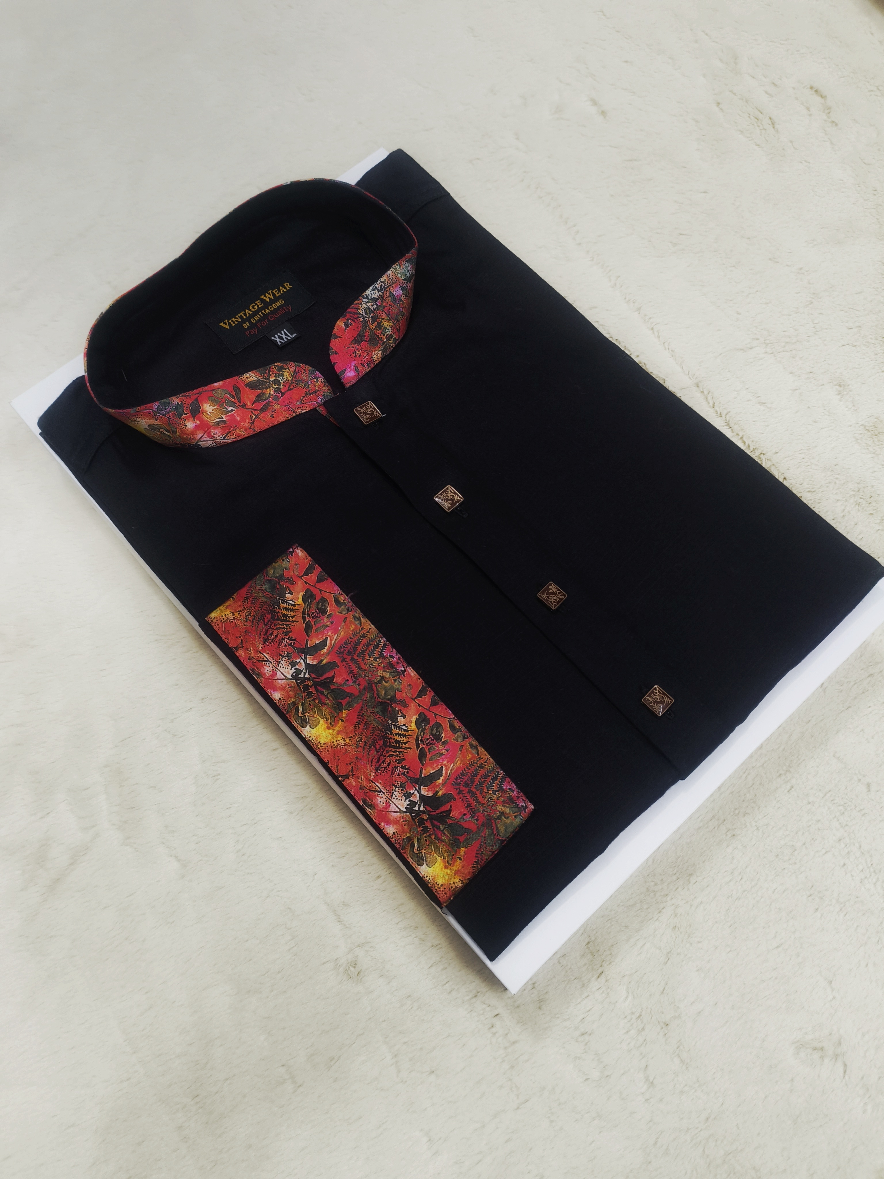Premium Cotton Contrast Panjabi for Eid (Gulabi Black Beauty)_img_3