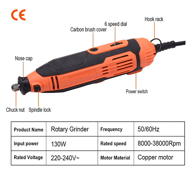 HARDEN 752912 130W 211Pcs Rotary Grinder Set, Hand Power Small Mini Grinder Kit Portable Hobby Rotary Electric Grinder Tool Set 752912_img_1
