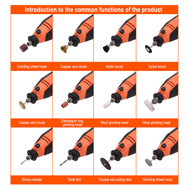 HARDEN 752912 130W 211Pcs Rotary Grinder Set, Hand Power Small Mini Grinder Kit Portable Hobby Rotary Electric Grinder Tool Set 752912_img_2