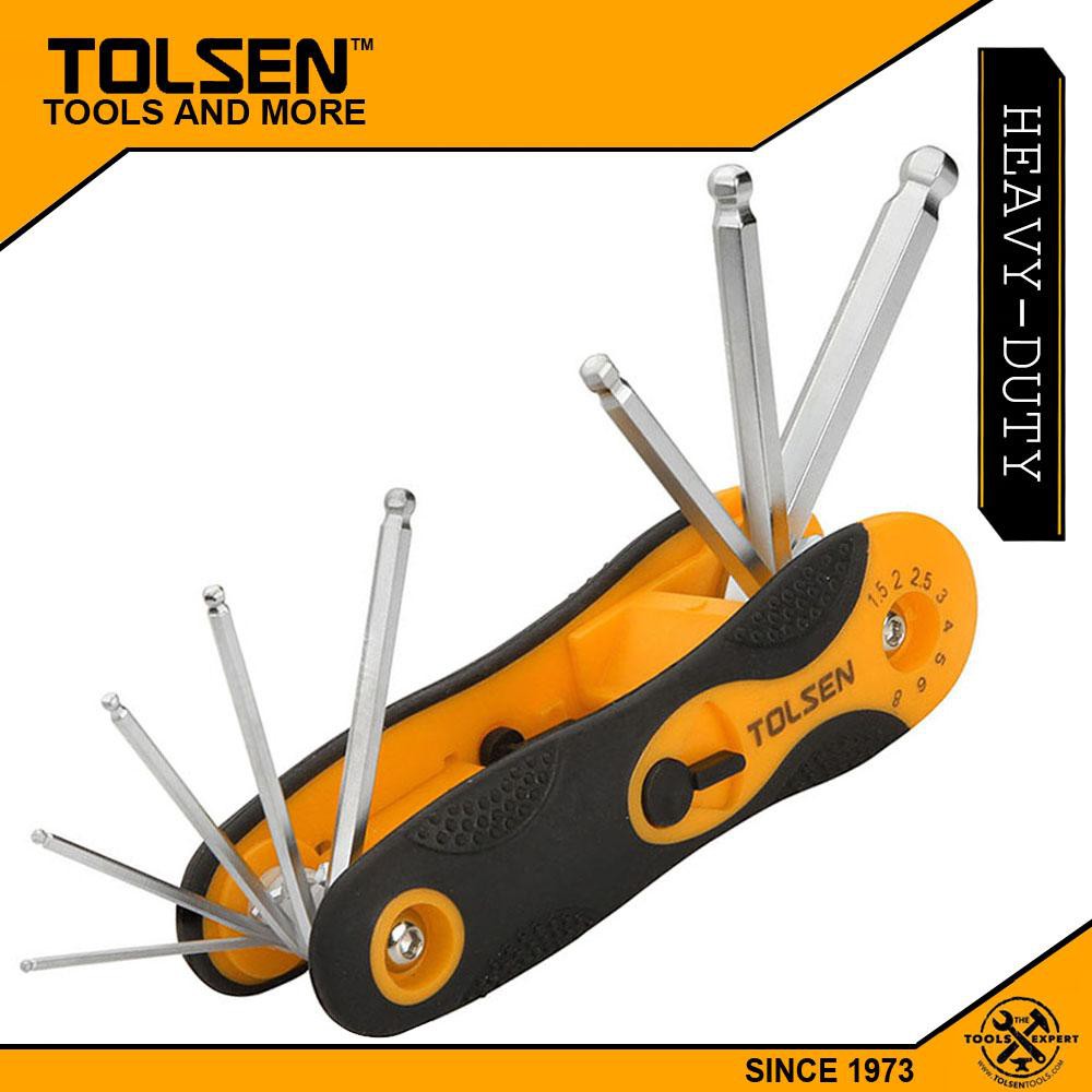 TOLSEN 20068 8Pcs Folding Ball Point Allen Hex Key Set, CrV Steel, Heat Treated, Chrome Plated, Sizes 1.5-8mm | Model: 20068_img_2