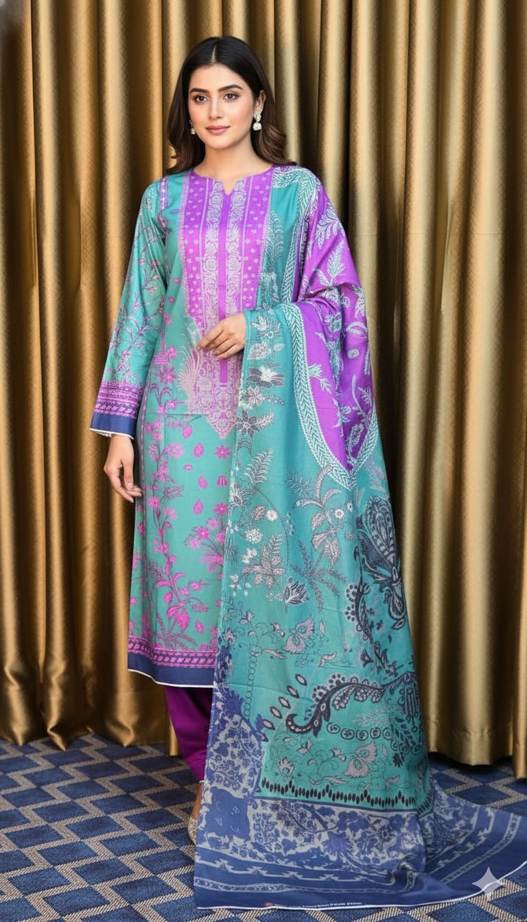 জমজম সুইস লোন প্রিমিয়াম থ্রি পিস(Unstitched)  WhatsApp/IMO: 01716-593156
