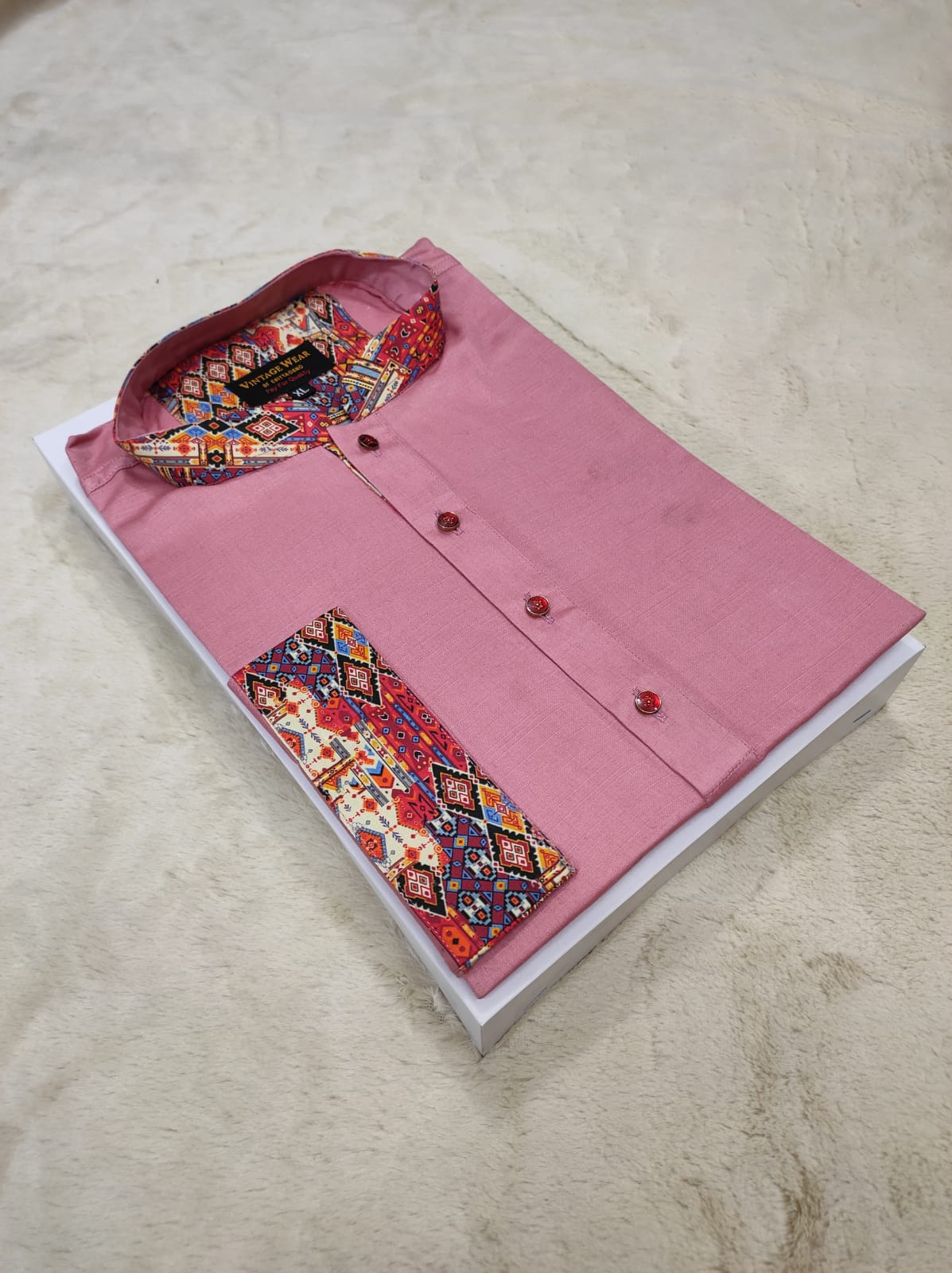 Premium Beby pink contrast panjabi for men (Trendy golapi beauty)_img_3