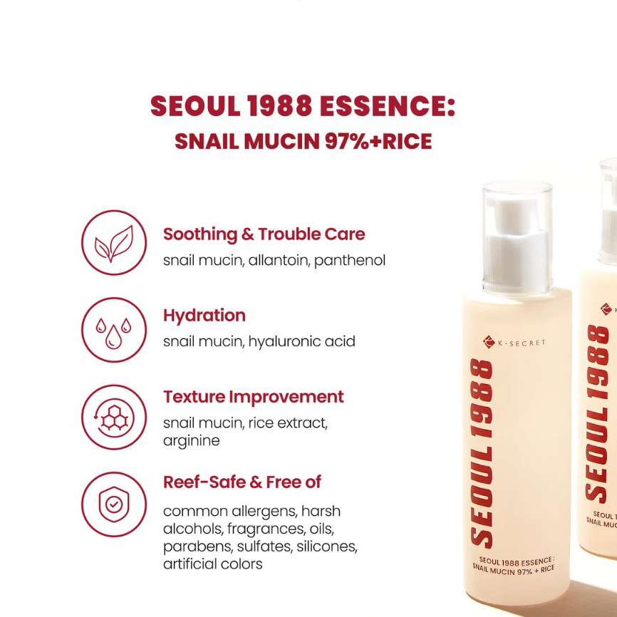 KSECRETSEOUL 1988 Essence : Snail Mucin 97% + Rice 100ml_img_1