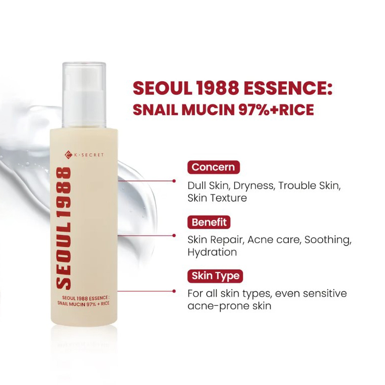 KSECRETSEOUL 1988 Essence : Snail Mucin 97% + Rice 100ml_img_3