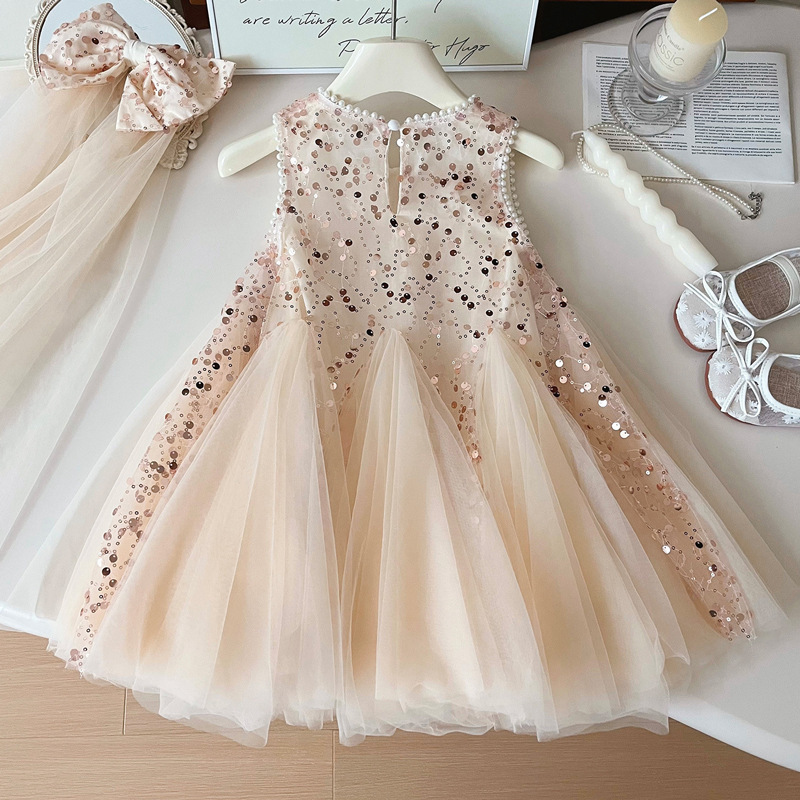 Kids Girls Korean Princess Sleeveless Ruffle Lace Party Dress (1 to 6 years)_img_3