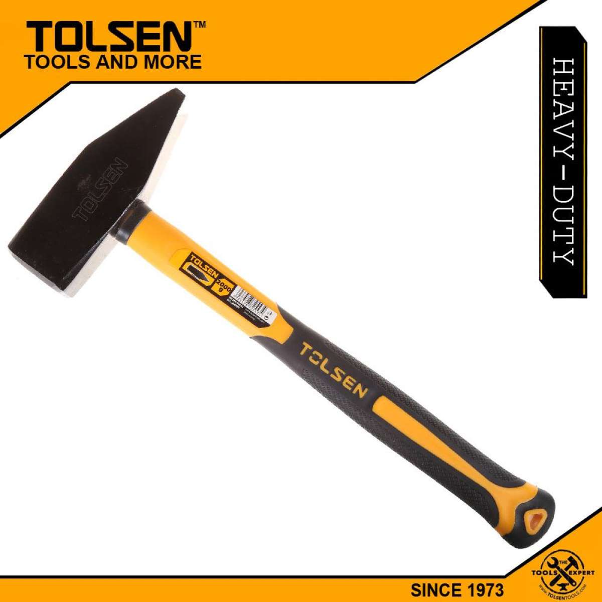 TOLSEN 25003 Machinist Hammer, 500g, Black Painted, Heat Treated, Fiberglass Handle | Model: 25003_img_2