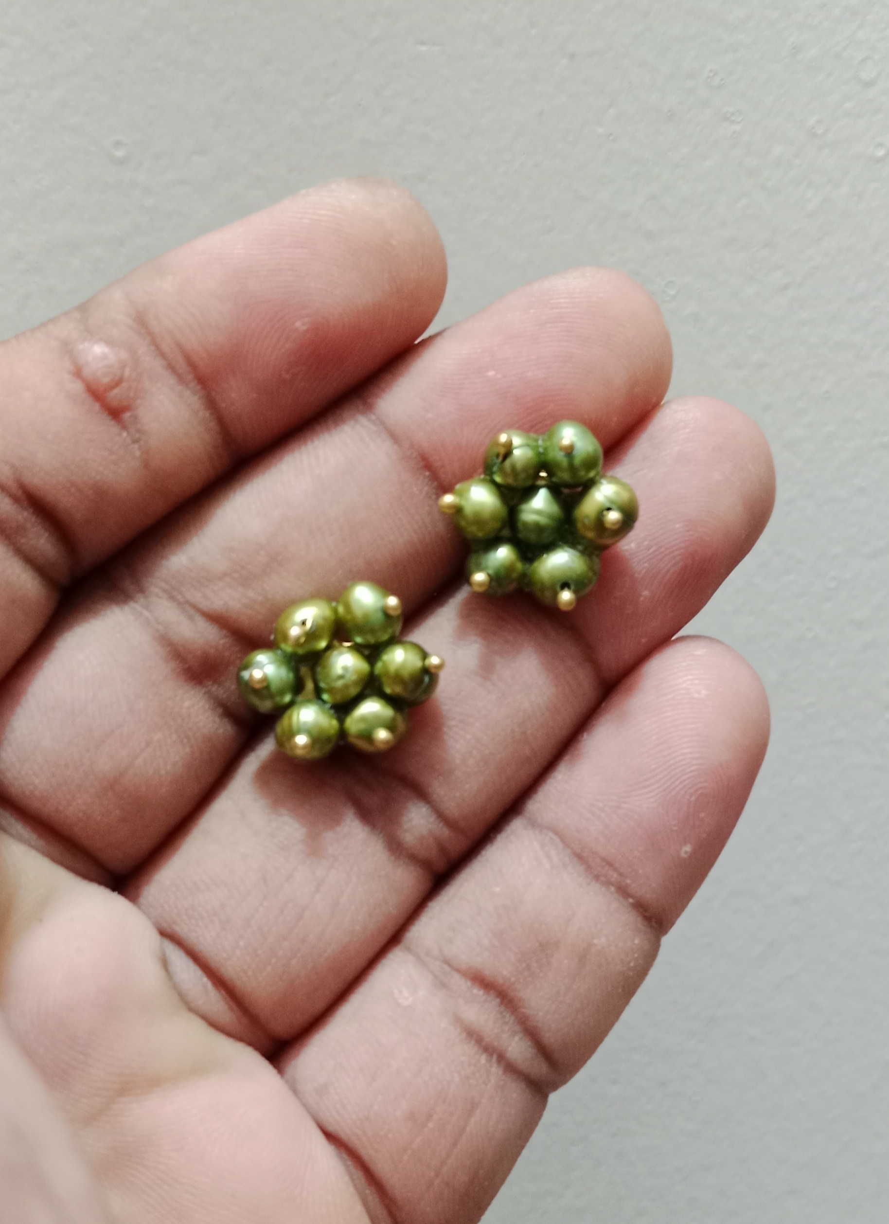 Green 4 mm  Pearl Ear Ring_img_0