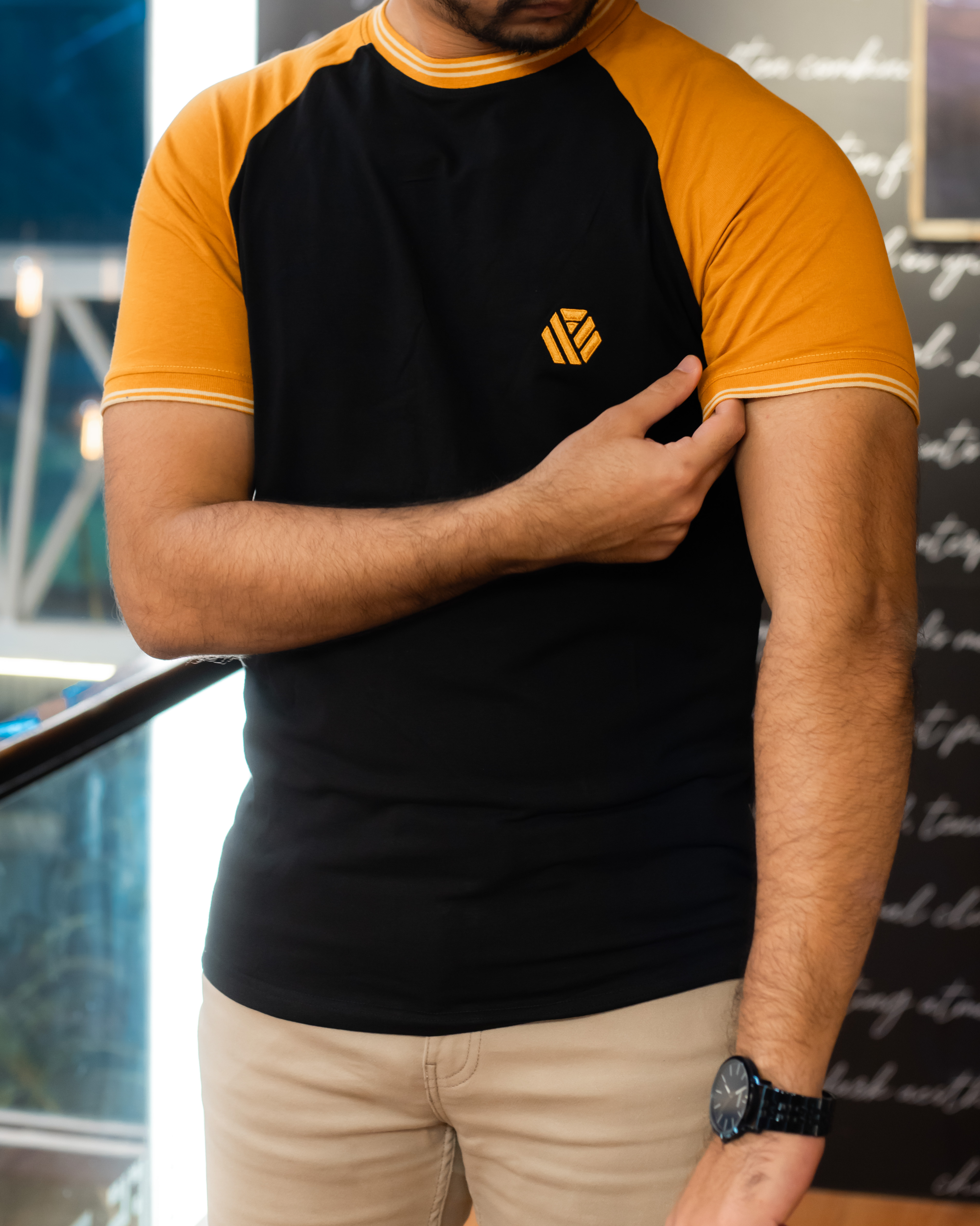 FYN TS 01 Premium Raglan Cut T-shirt Black & Sudan Brown_img_1