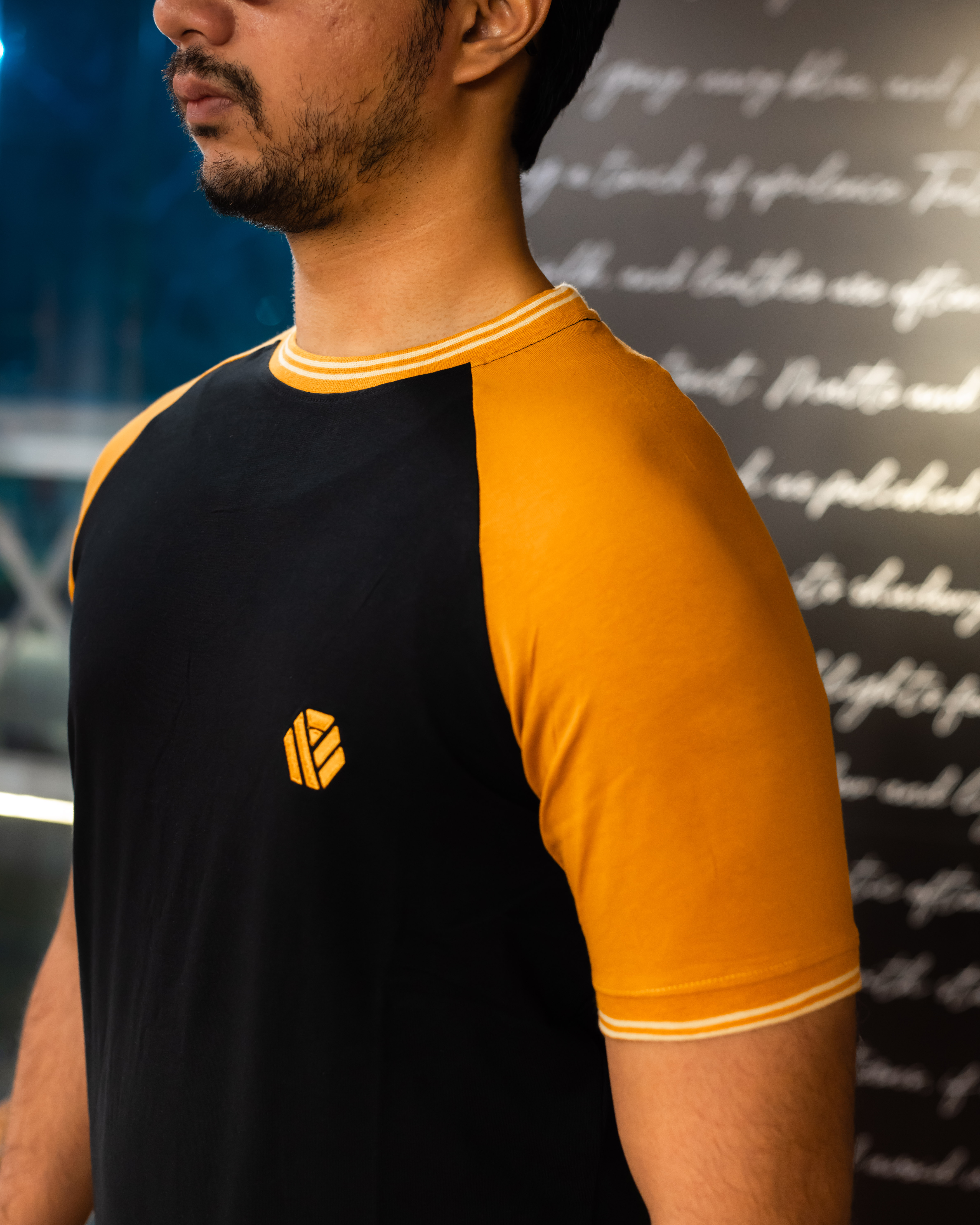 FYN TS 01 Premium Raglan Cut T-shirt Black & Sudan Brown_img_3