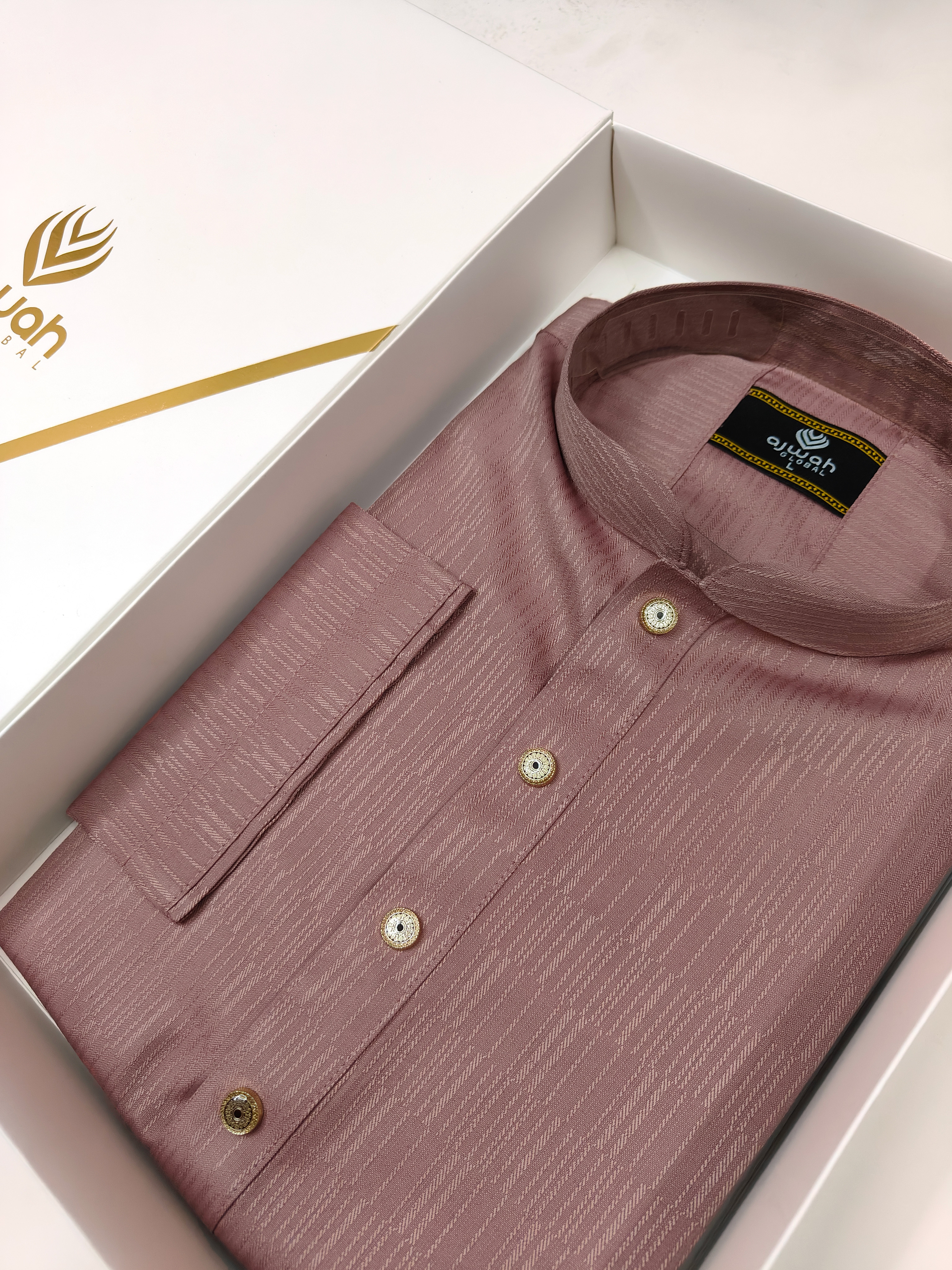 Ajwah Premium Muted Rose Textured Panjabi_img_1