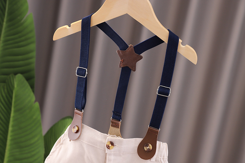 Kids Boys Summer Gentleman Outfit – Bow Tie Shirt & Shorts with Suspenders (6 Months to 5 Years)_img_8