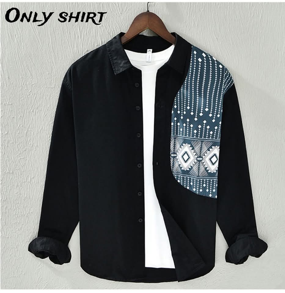 Premium black block design shirt 1015_img_1