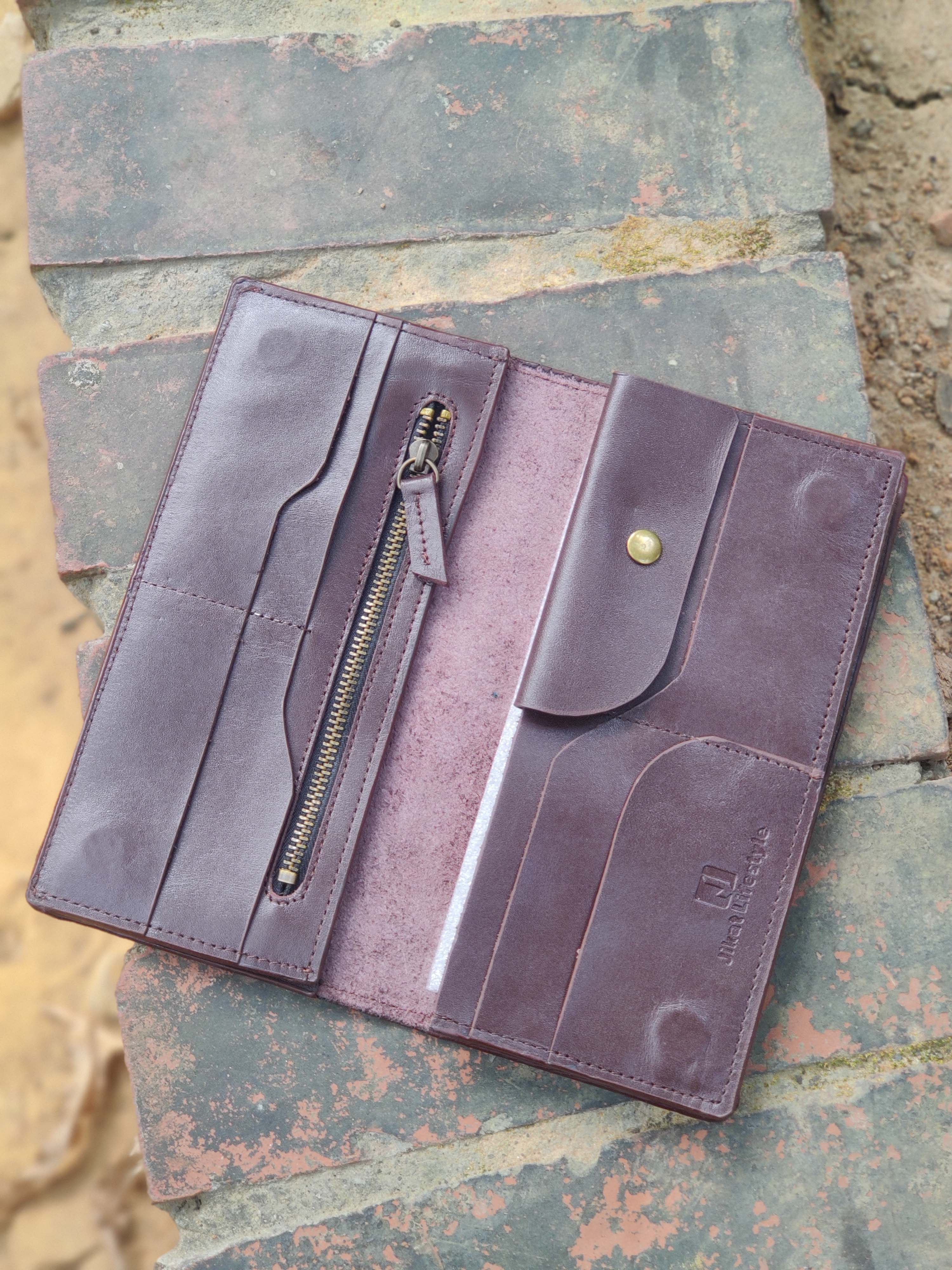 KROYSHALA 100% Premium Leather Long Wallet – Chocolate_img_1