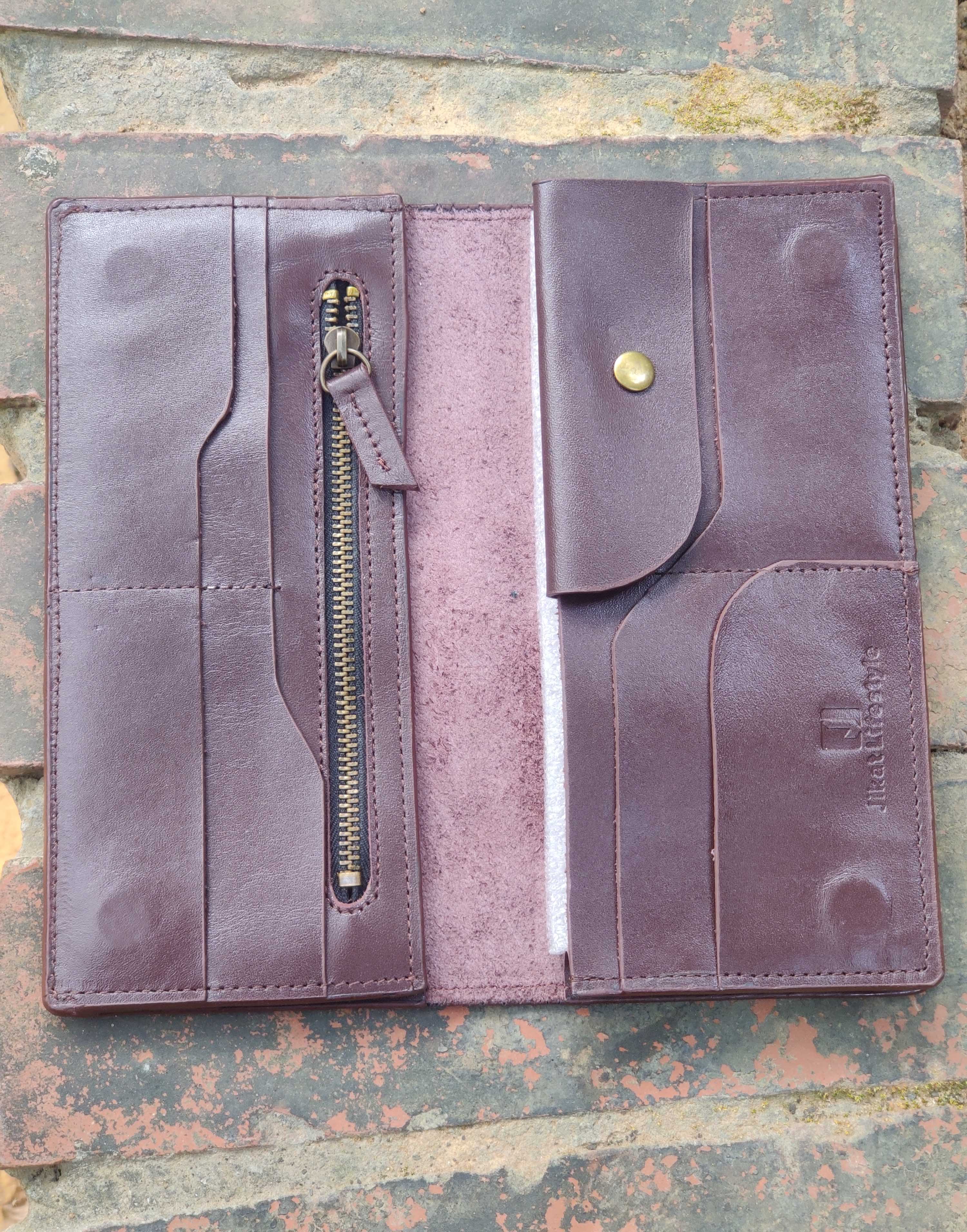 KROYSHALA 100% Premium Leather Long Wallet – Chocolate_img_2