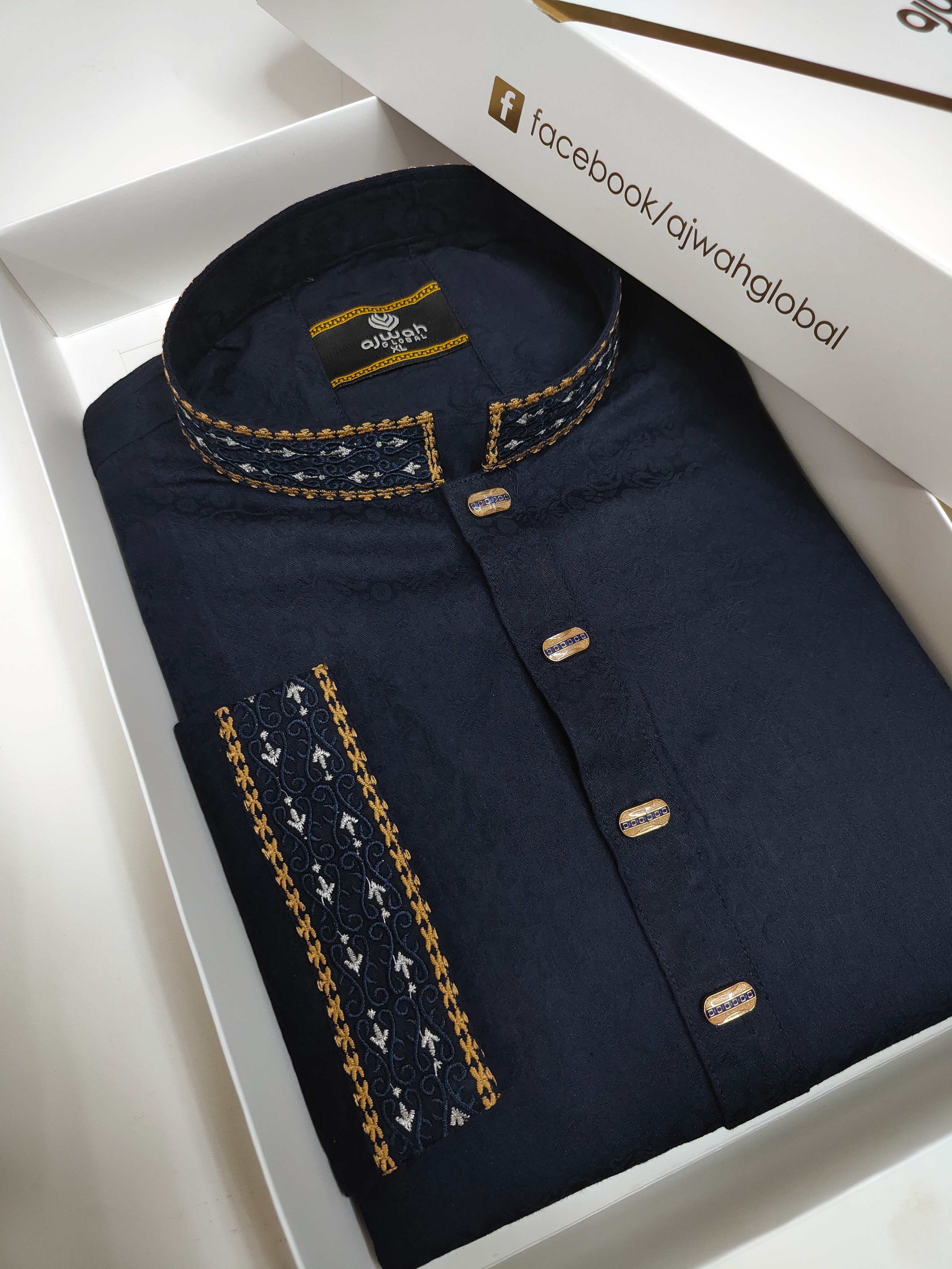 Royal Navy Blue Embroidery Panjabi_img_0