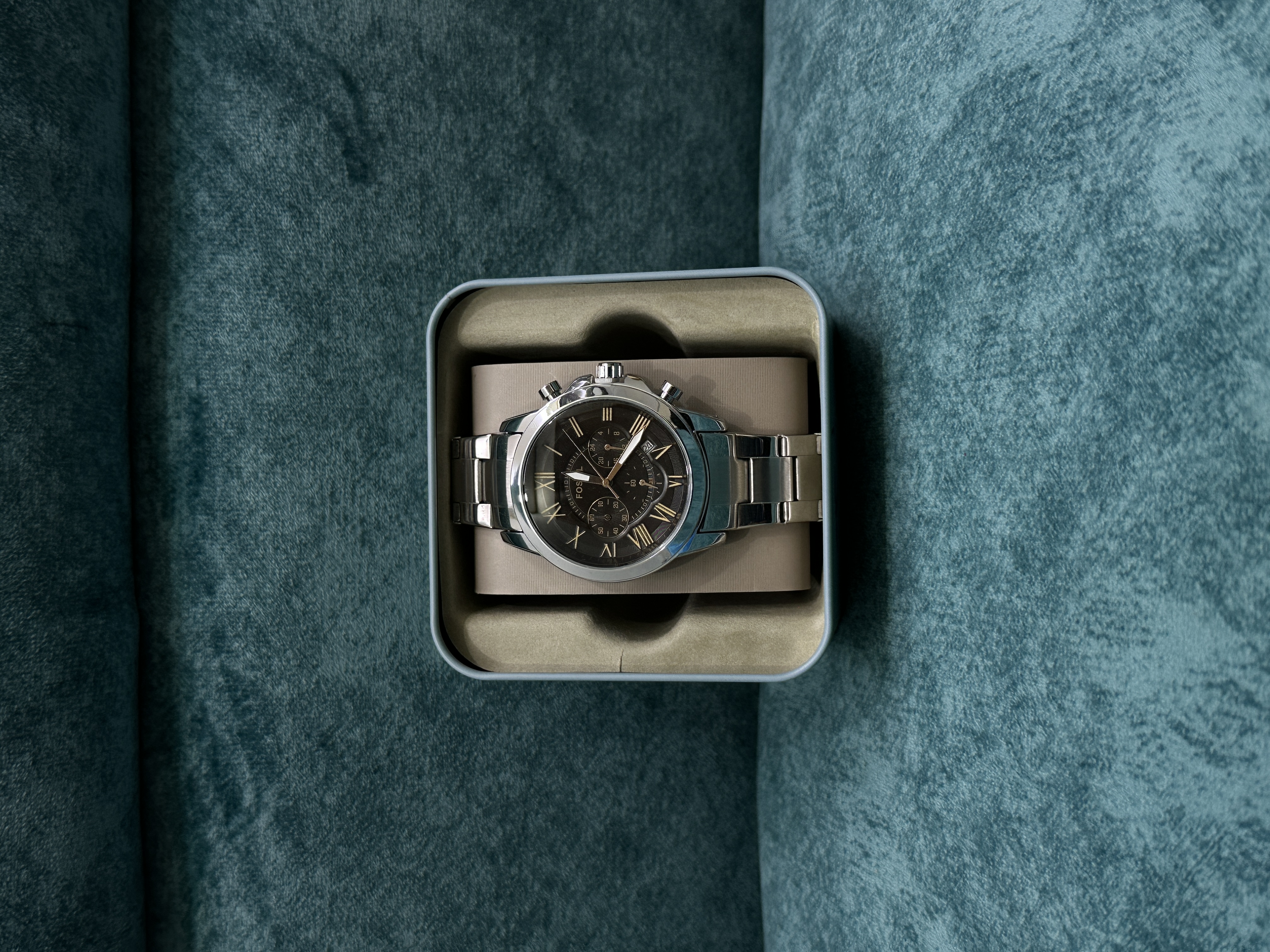 Fossil Grant Chronograph FS4994 Silver Chain - Black Dial_img_3