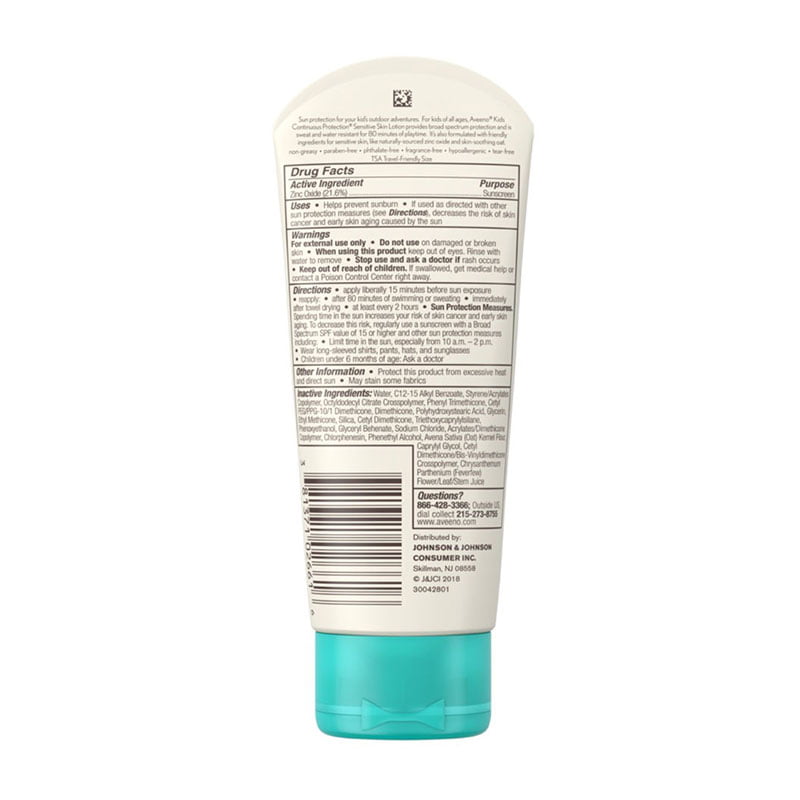 Aveeno Kids Continuous Protection Sensitive Skin oxide Sunscreen Brad Spectrum SPF 50_img_1