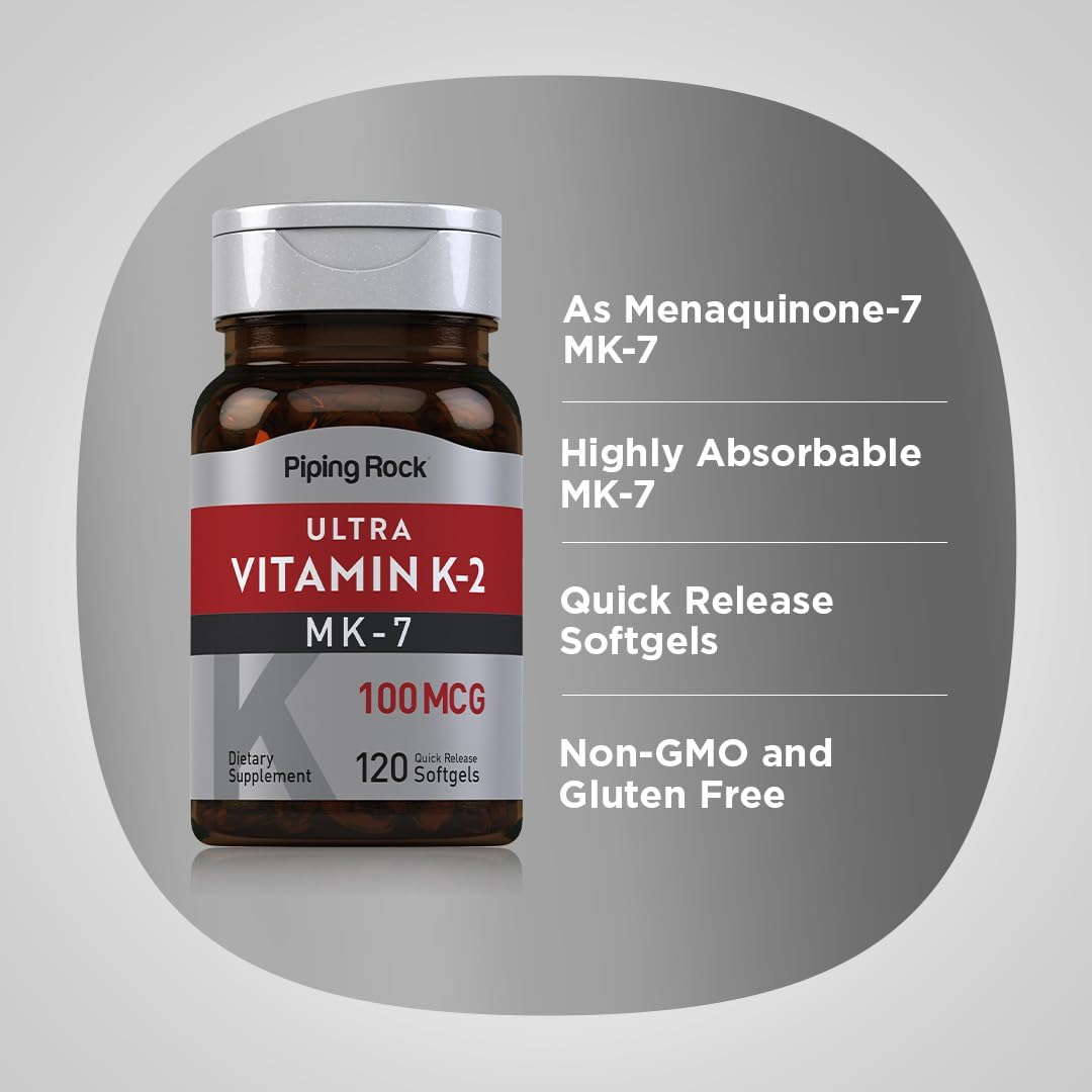 Piping Rock Vitamin K2 MK7 100 mcg - 120 Softgels - Made in USA_img_3