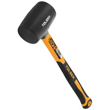 TOLSEN 25038 Rubber Mallet, 900g (32oz), Rubber Hammerhead, Fiberglass Handle | Model: 25038