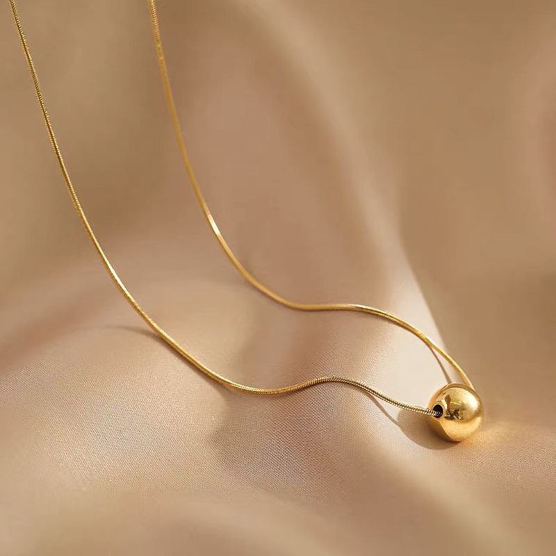 One Golden Ball shining chain Necklace 🌸 Stainless steelColor guarantee NC148