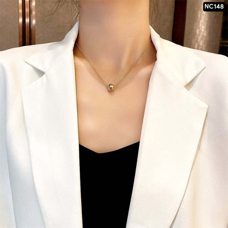 One Golden Ball shining chain Necklace 🌸 Stainless steelColor guarantee NC148_img_1