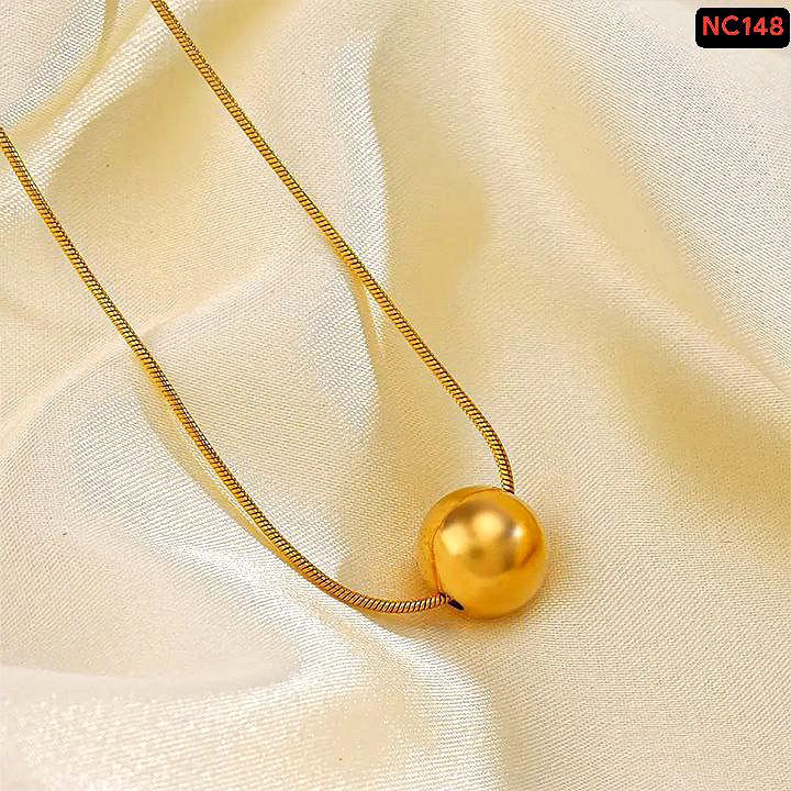 One Golden Ball shining chain Necklace 🌸 Stainless steelColor guarantee NC148_img_2