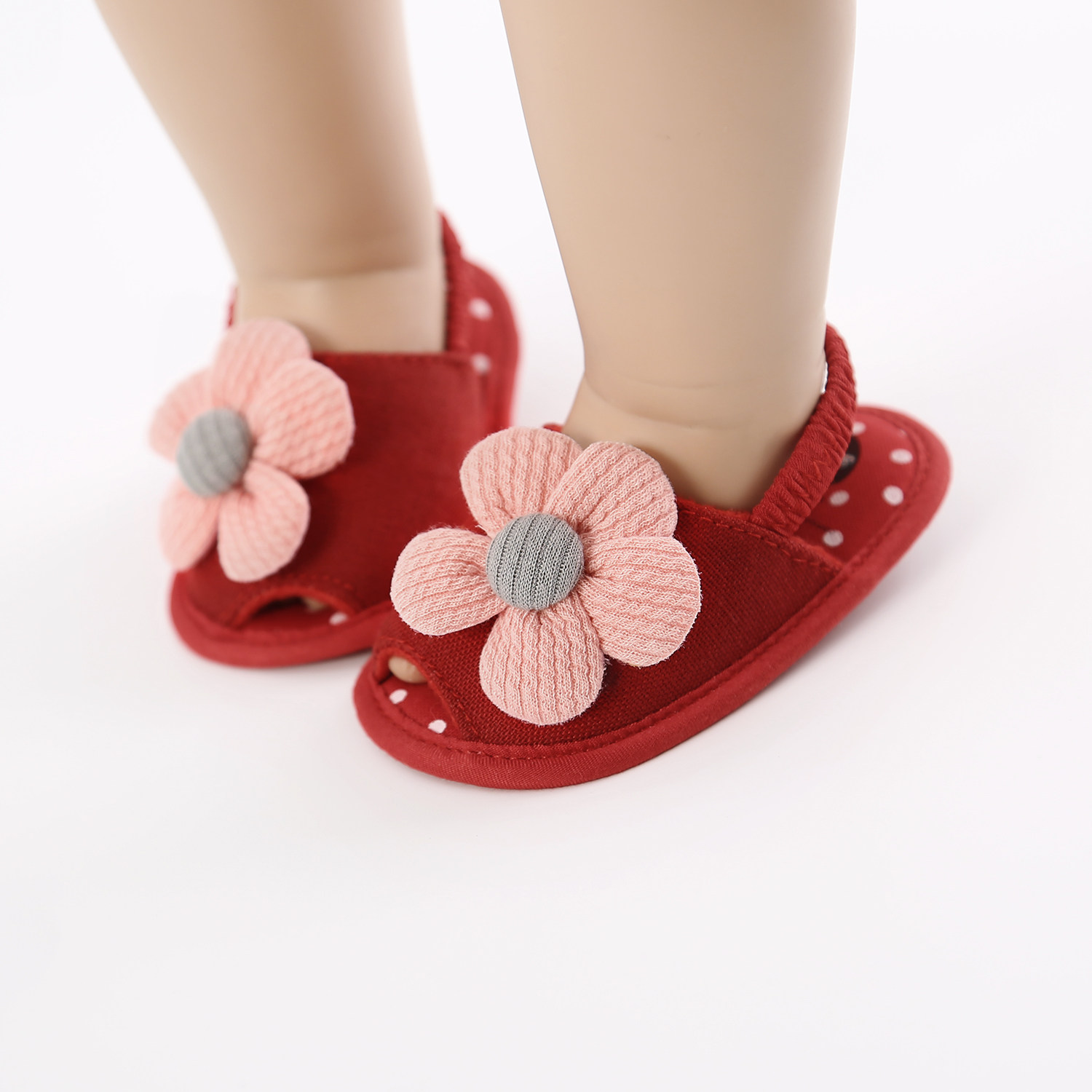 Baby Girls Fabric Non-Slip First Walkers Flat Sole Sunflower Sandals (0-15 months)_img_2