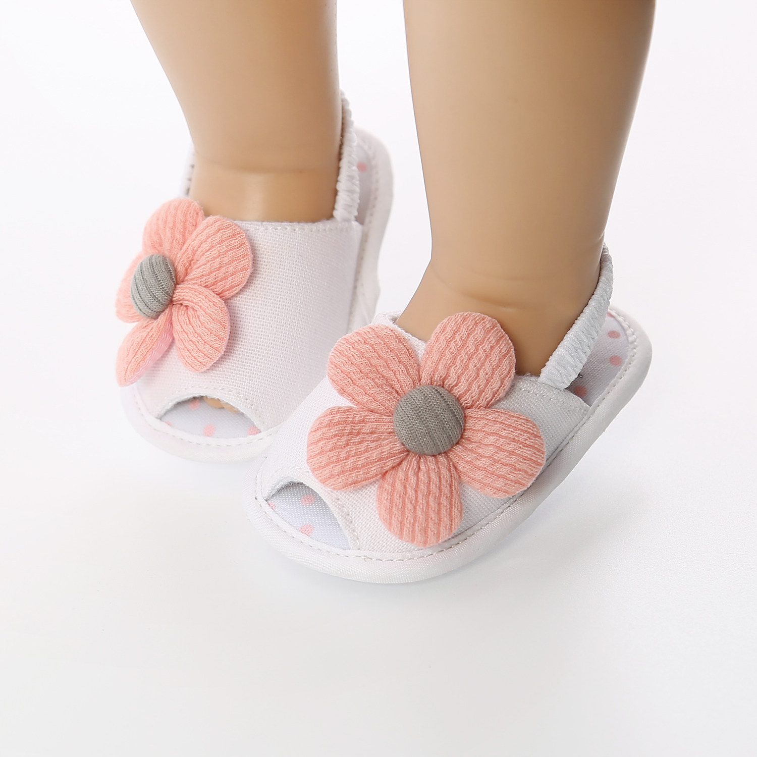 Baby Girls Fabric Non-Slip First Walkers Flat Sole Sunflower Sandals (0-15 months)_img_4