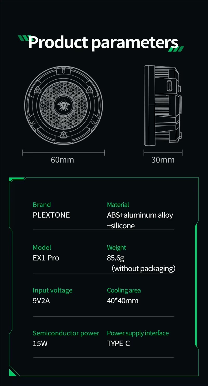 Plextone EX1 Pro 18w Mobile Phone Cooler Fan_img_9