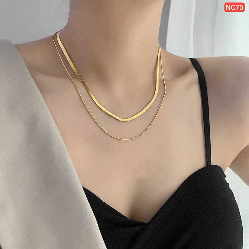 A layer thick and a layer thin 18K gold Necklace🌸(Materials: Stainless steel Color guarantee) NC70_img_1