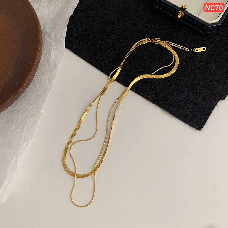A layer thick and a layer thin 18K gold Necklace🌸(Materials: Stainless steel Color guarantee) NC70_img_2