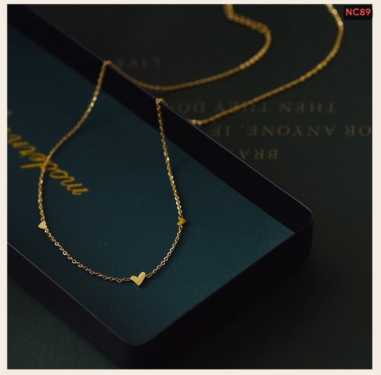 3 Mini Love 18K Gold Necklace🌸Materials : Stainless Steel Color Guarantee NC89_img_1