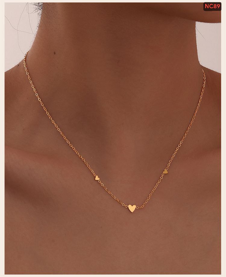 3 Mini Love 18K Gold Necklace🌸Materials : Stainless Steel Color Guarantee NC89_img_2