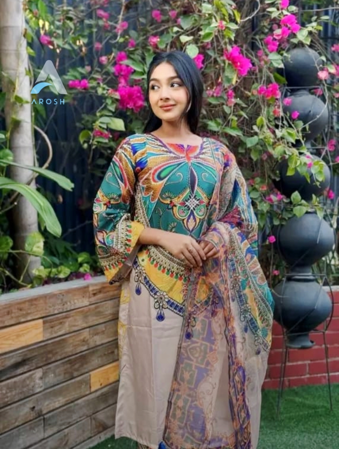প্রিমিয়াম কোয়ালিটি দুবাই সিল্ক প্রজাপতি থ্রি-পিস 🦋