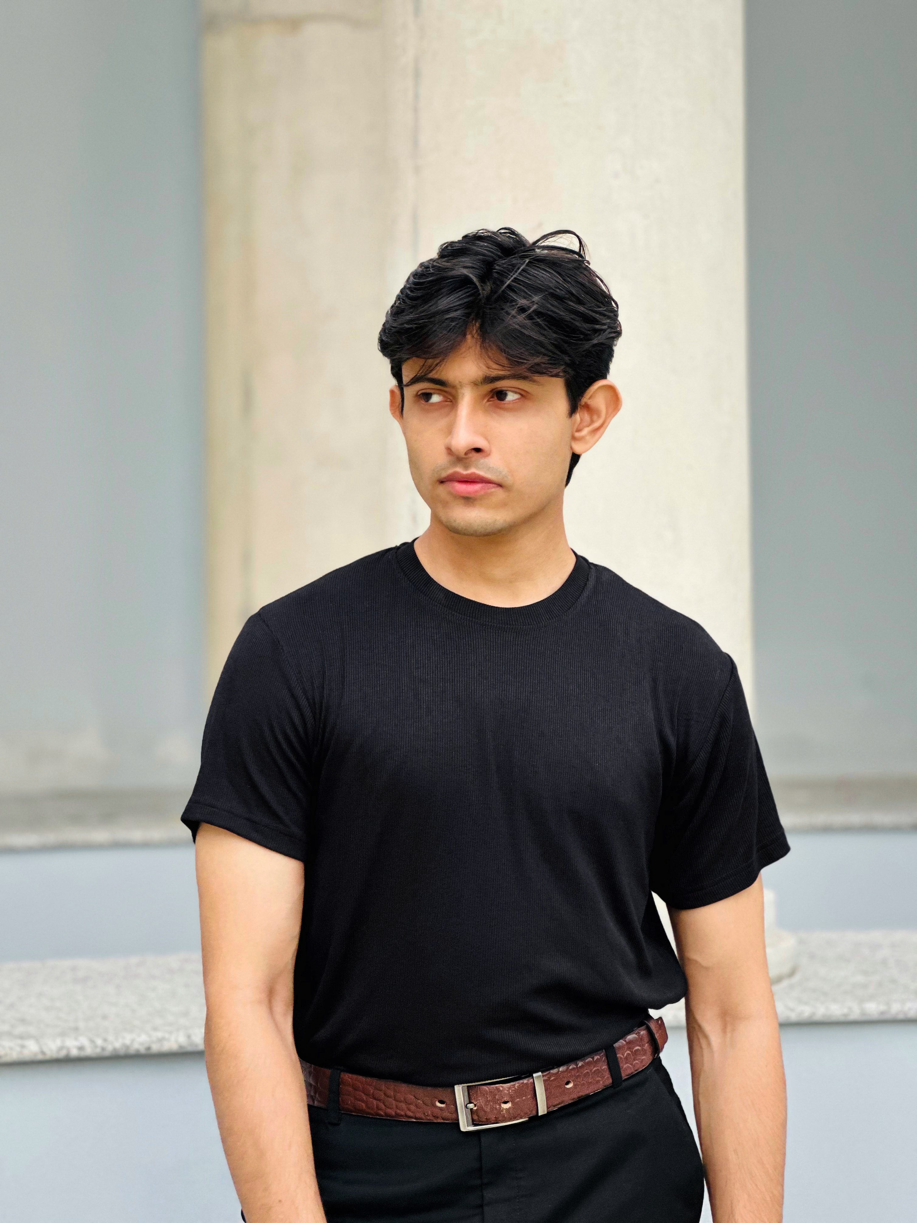 2 pice Combo -5-2x2 Ribbed Cotton-Viscose Solid Crew Tee_img_1