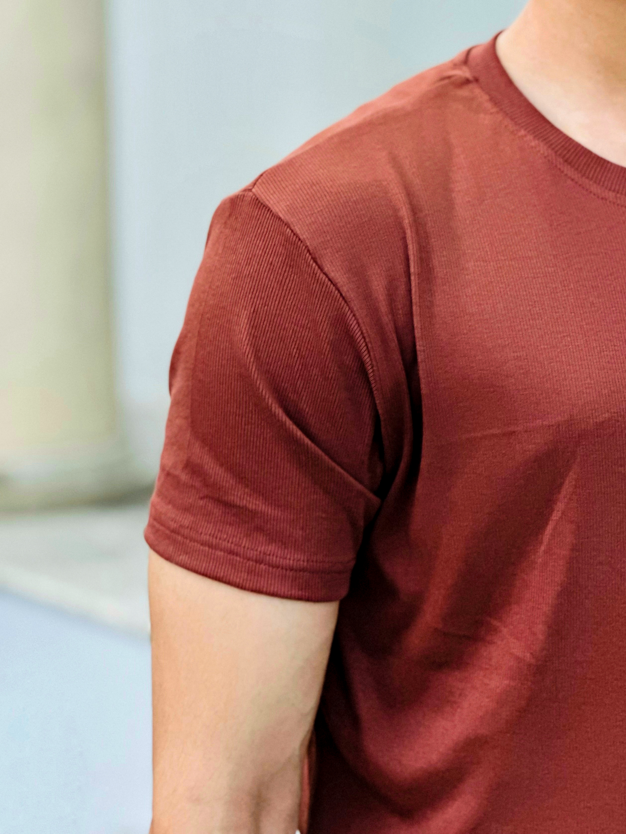 2 pice Combo -5-2x2 Ribbed Cotton-Viscose Solid Crew Tee_img_4