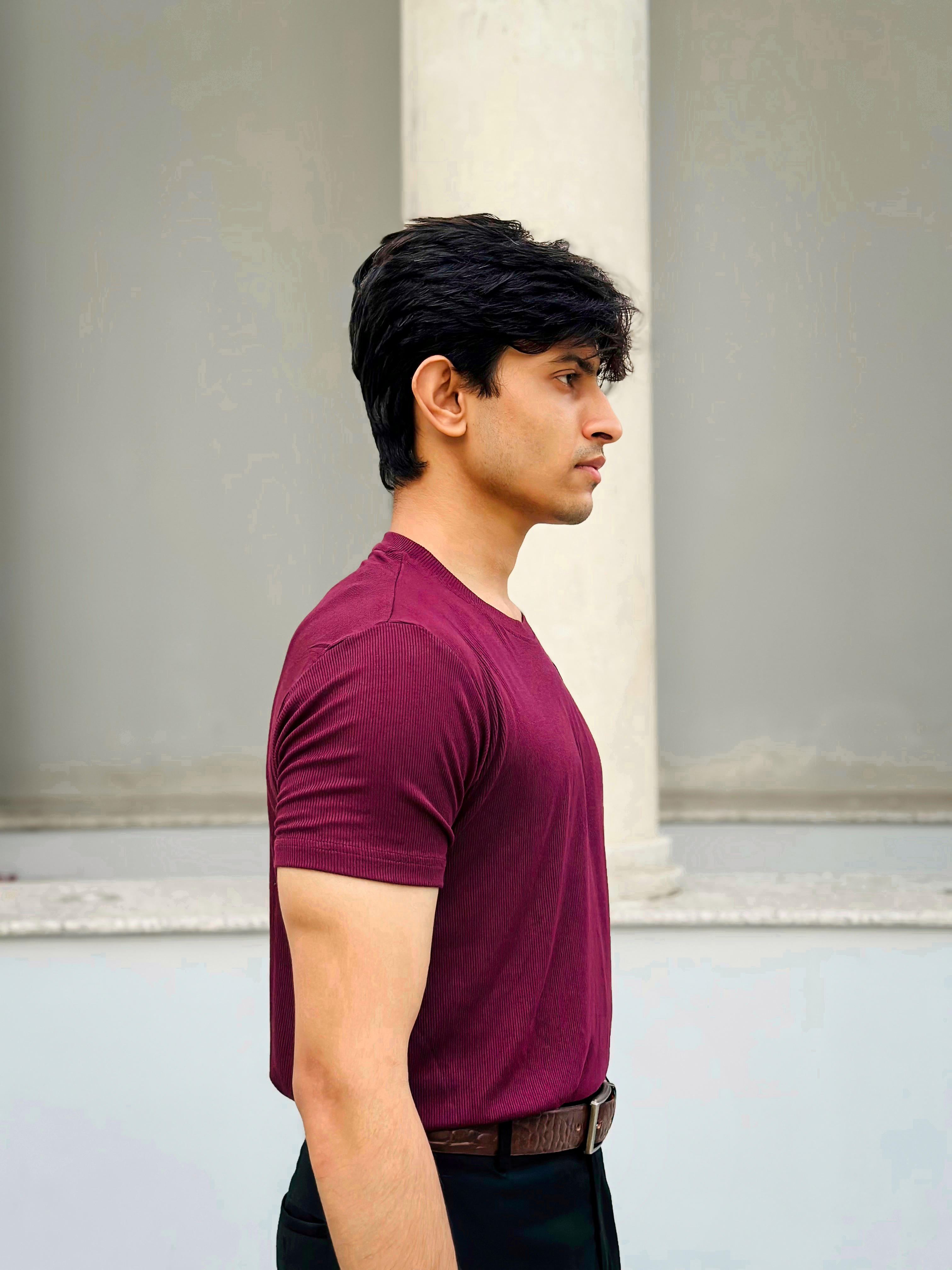 2 pice Combo -6-2x2 Ribbed Cotton-Viscose Solid Crew Tee_img_4