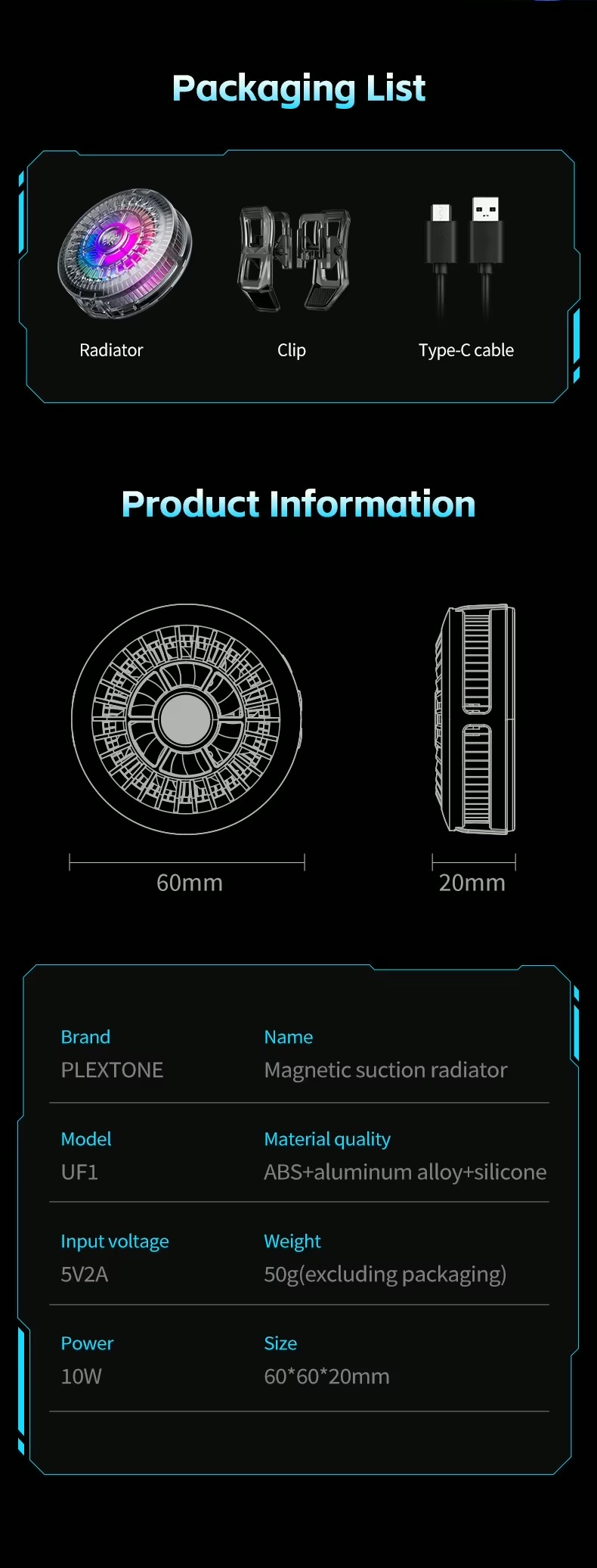 Plextone UF1 10w Mobile Phone Cooler Fan_img_12