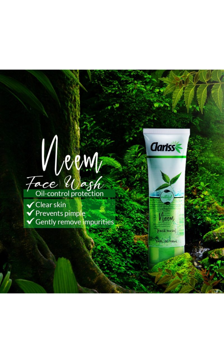 CLARISS NEEM FACE WASH 100ml - Image 2