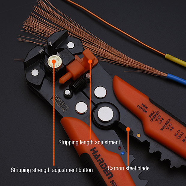 HARDEN 660613 Automatic Wire Stripper, 6", 0.2 - 6 mm2, Automatic Cable Wire Stripper Crimping Plier Self Adjusting Crimper For Electrician Crimping_img_3